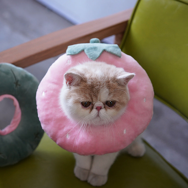 KFX-8915901 Soft Cloth Cat Shame Collar in Cartoon Design - Elizabethan Circle Style, Sizes S to L