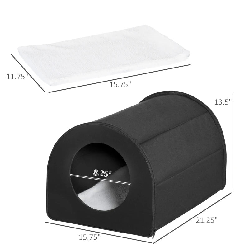 KFX-8917565 Heated Cat House - Portable Waterproof Shelter for Indoor & Outdoor Use, Insulated Warmth for Winter