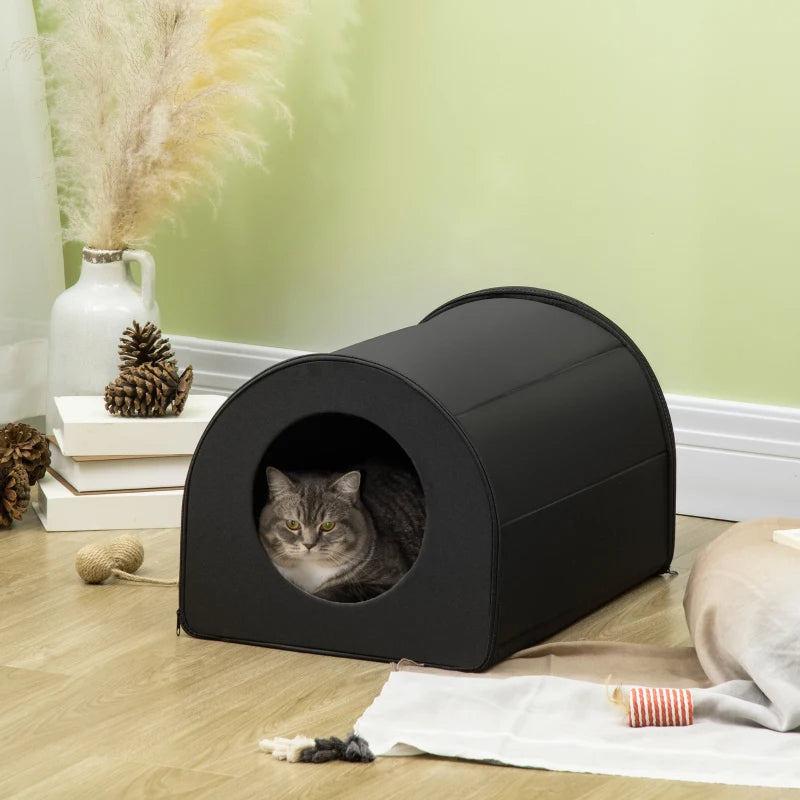 KFX-8917565 Heated Cat House - Portable Waterproof Shelter for Indoor & Outdoor Use, Insulated Warmth for Winter
