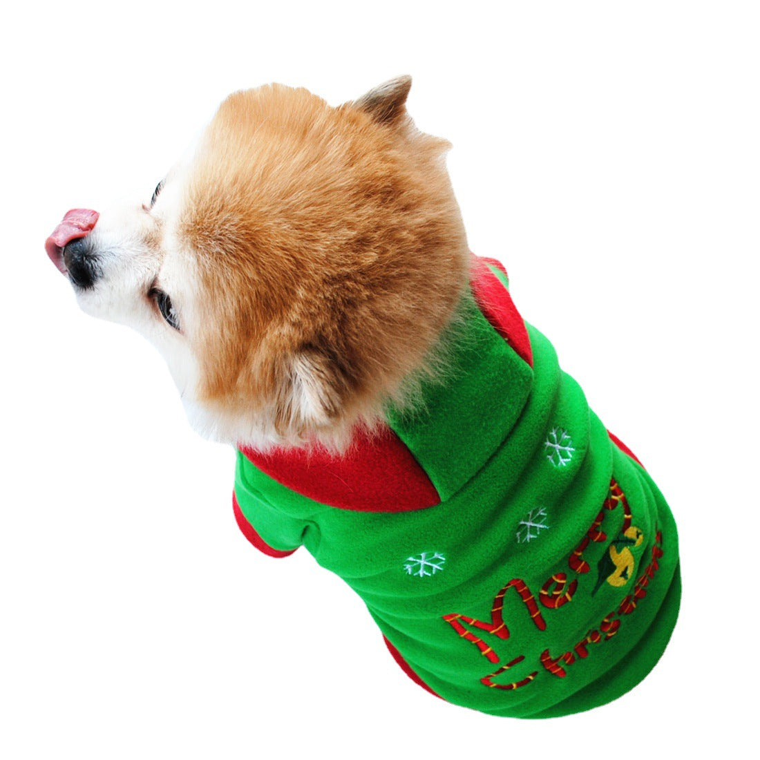 KFX-8918333 Thick Fluffy Hooded Jacket for Pets - Christmas Style in Red and Green