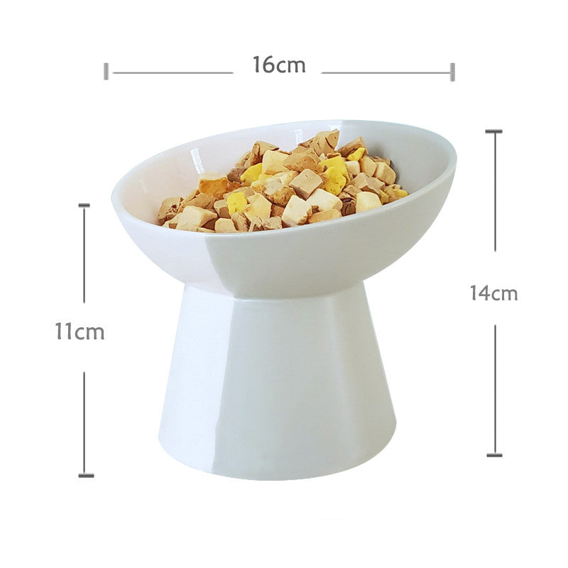 KFX-8919869 Ceramic Slant Mouth Dog and Cat Food Bowl Set in Color Block Design, Available in Multiple Colors