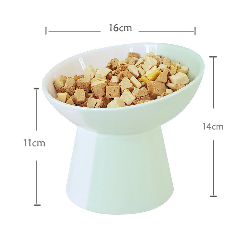 KFX-8919869 Ceramic Slant Mouth Dog and Cat Food Bowl Set in Color Block Design, Available in Multiple Colors