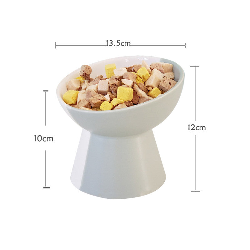 KFX-8919869 Ceramic Slant Mouth Dog and Cat Food Bowl Set in Color Block Design, Available in Multiple Colors