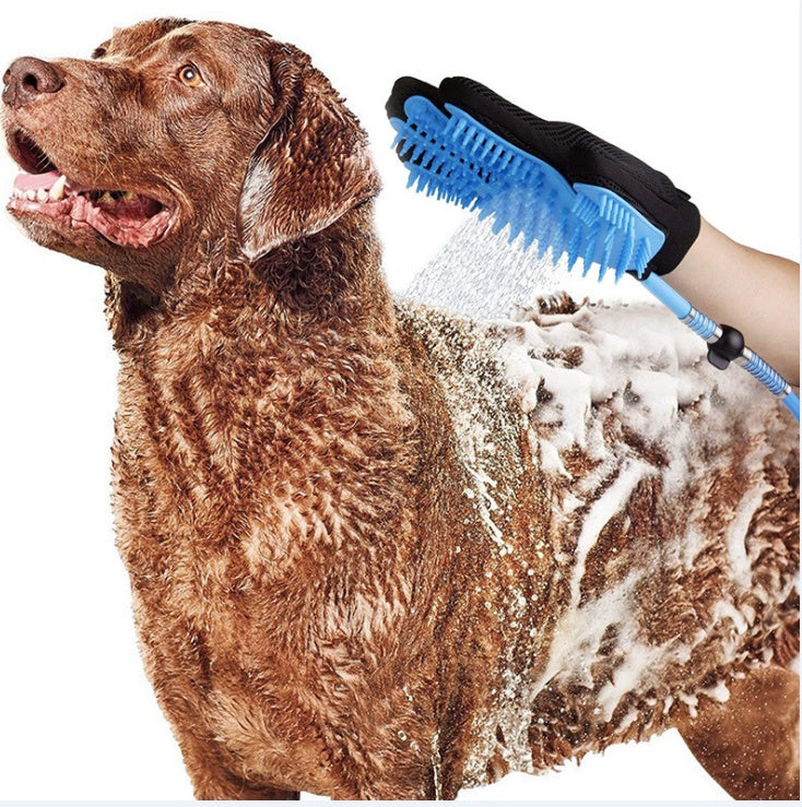 KFX-8921533 Handheld Pet Shower Head with Massage Gloves for Dogs, Cats, and Horses