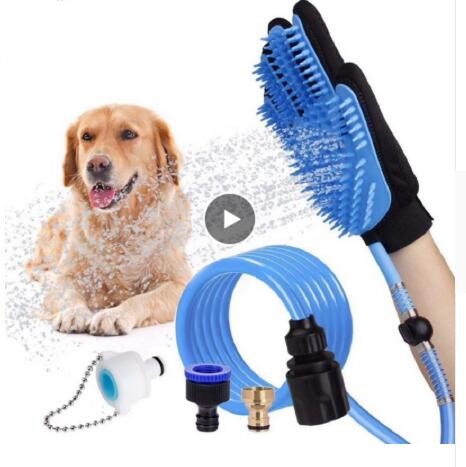 KFX-8921533 Handheld Pet Shower Head with Massage Gloves for Dogs, Cats, and Horses