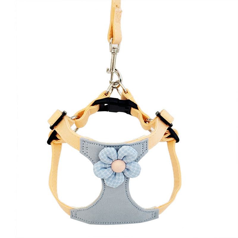 KFX-8922941 Small Dog Cloth Chest Harness with Leash for Comfortable Control