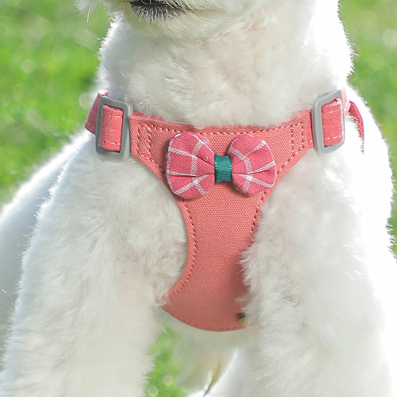 KFX-8922941 Small Dog Cloth Chest Harness with Leash for Comfortable Control