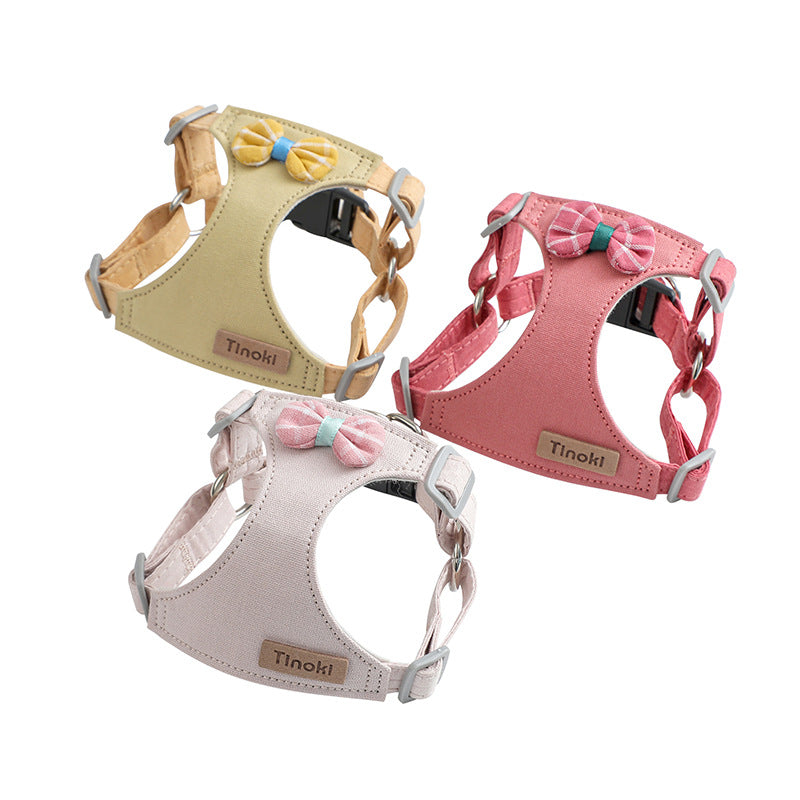 KFX-8922941 Small Dog Cloth Chest Harness with Leash for Comfortable Control