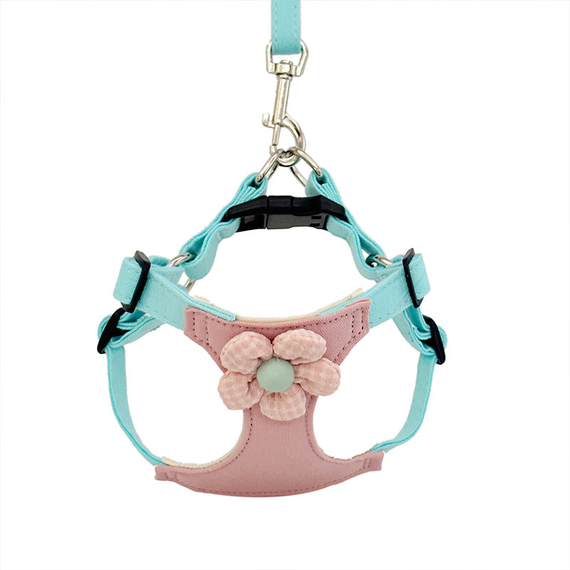 KFX-8922941 Small Dog Cloth Chest Harness with Leash for Comfortable Control