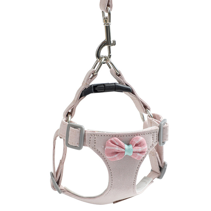 KFX-8922941 Small Dog Cloth Chest Harness with Leash for Comfortable Control
