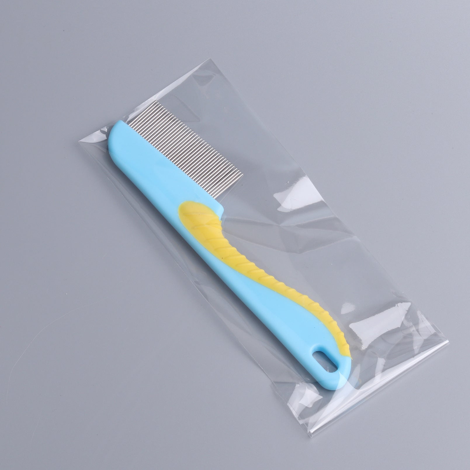 KFX-8925245 Long Handle Stainless Steel Flea Comb for Dogs and Cats - Multicolor Grooming Tool