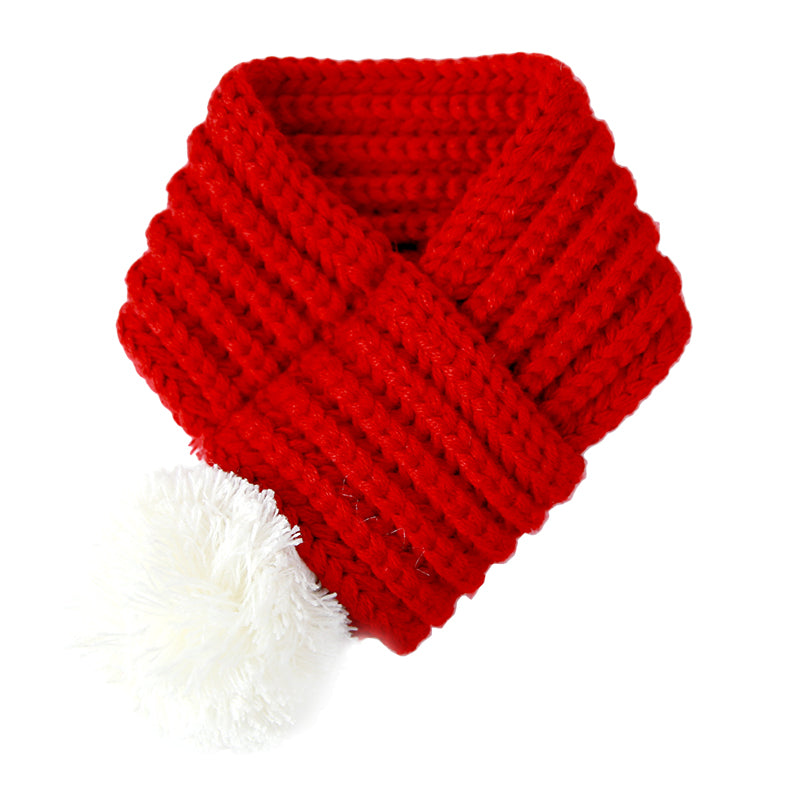 KFX-8927037 Cozy Fleece Scarf for Small and Medium Pets in Green and Red Ball Colors