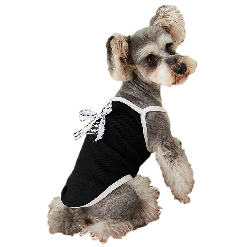 KFX-8929981 Lightweight Breathable Dog Vest Camisole in Black and White, Sizes XS to 2XL