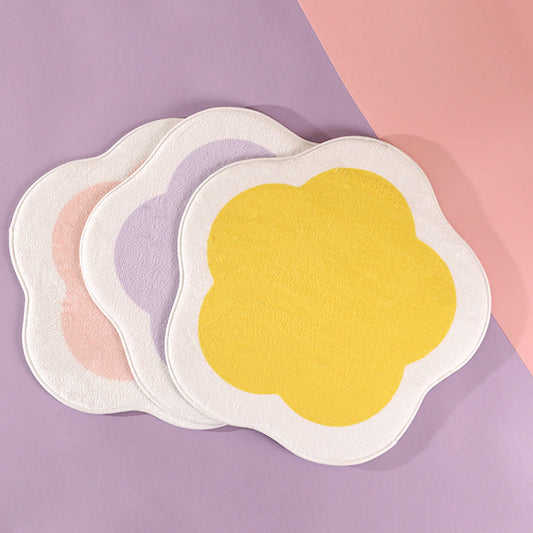 KFX-8931261 Plush Cat Litter Cushion - Anti-Slip Flower Design in Pink, Yellow, or Purple (50x50cm)
