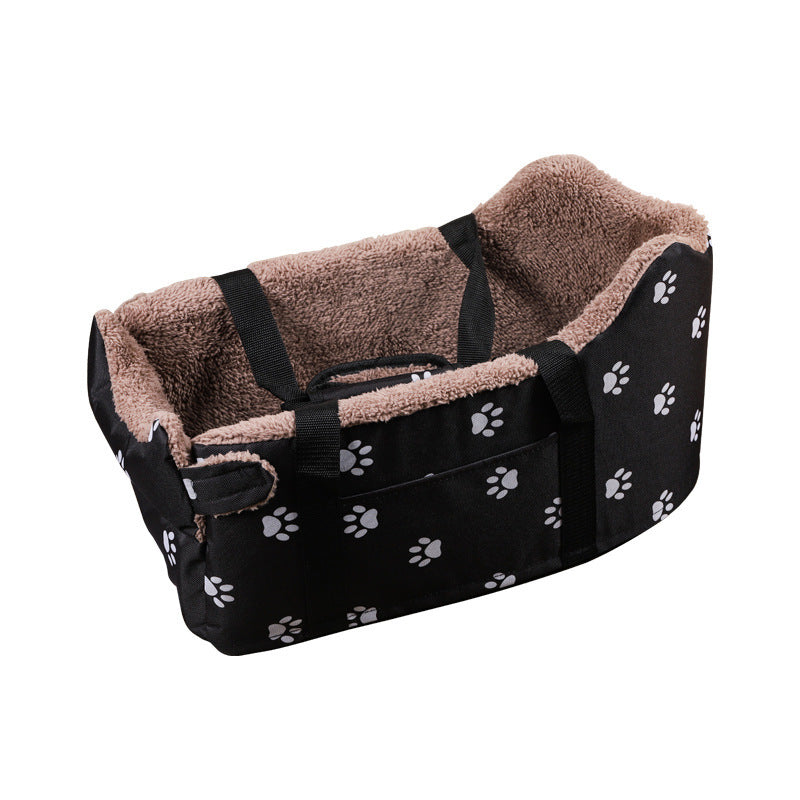KFX-8933437 Warm Plush Lined Pet Carrier with Durable Oxford Fabric and Cat Paw Pattern