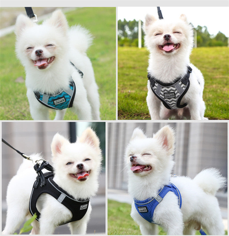 KFX-8934461 Reflective Dog Harness and Leash Set - Lightweight, Breathable, Comfortable Design for All Dogs