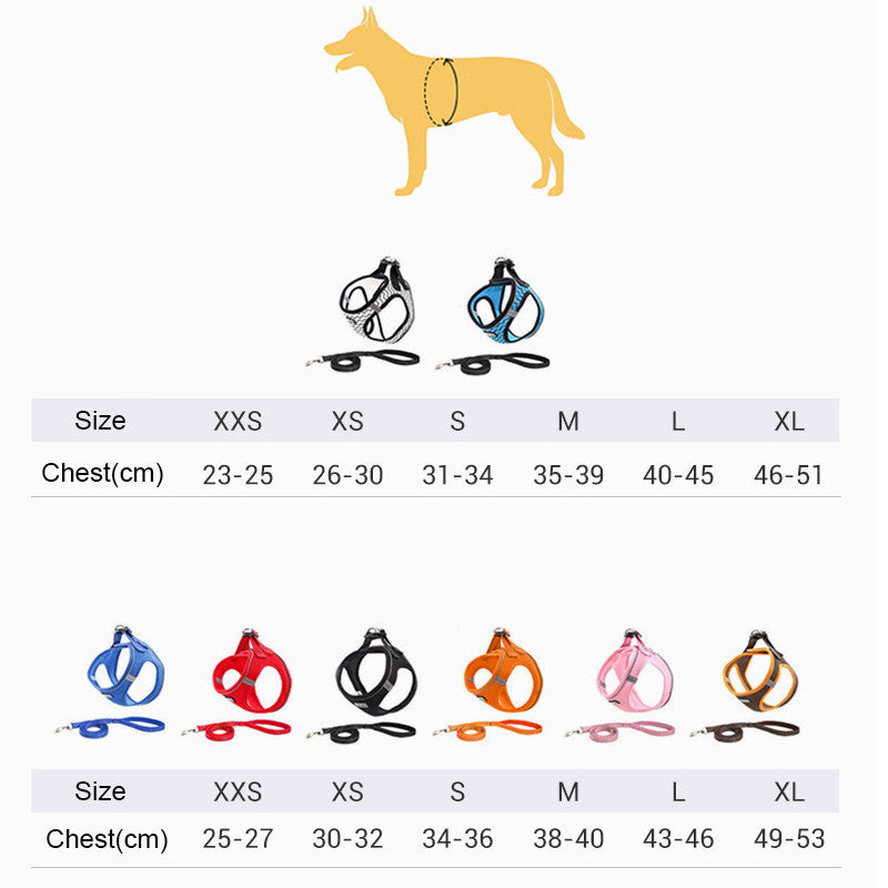 KFX-8934461 Reflective Dog Harness and Leash Set - Lightweight, Breathable, Comfortable Design for All Dogs