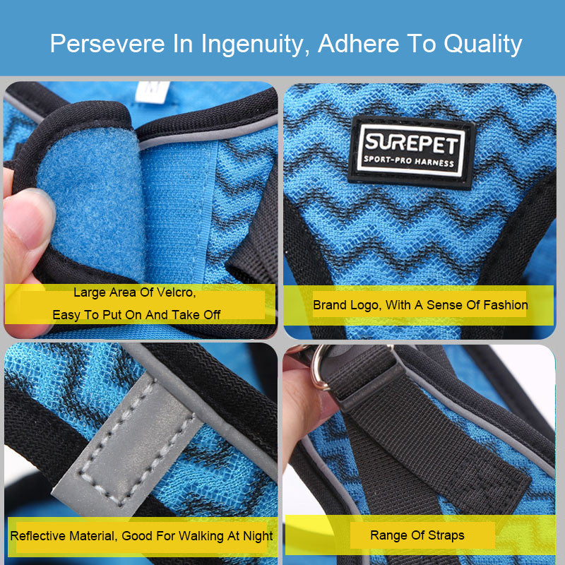 KFX-8934461 Reflective Dog Harness and Leash Set - Lightweight, Breathable, Comfortable Design for All Dogs