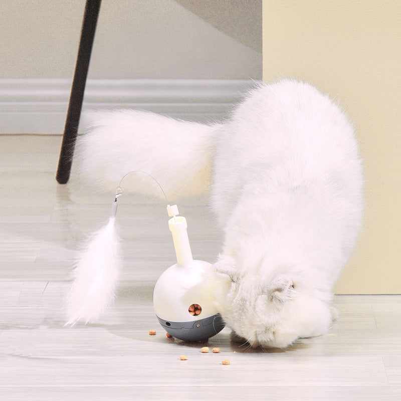 KFX-8938429 Auto Roly-Poly Interactive Cat Feather Toy with Ultra Quiet Motor and Adjustable Speed for Indoor Play