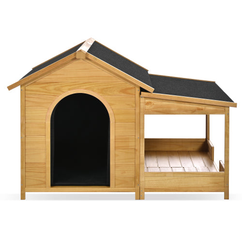 KFX-8938813 Large Insulated Outdoor Dog House with Porch and Elevated Floor for Medium & Large Breeds