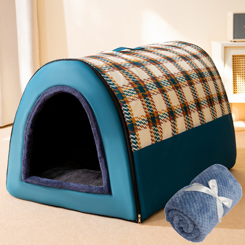 KFX-8939197 Four Seasons Universal Removable and Washable Dog Kennel – Available in Fashion Brown, Nordic Gray, and Gentleman Plaid Blue