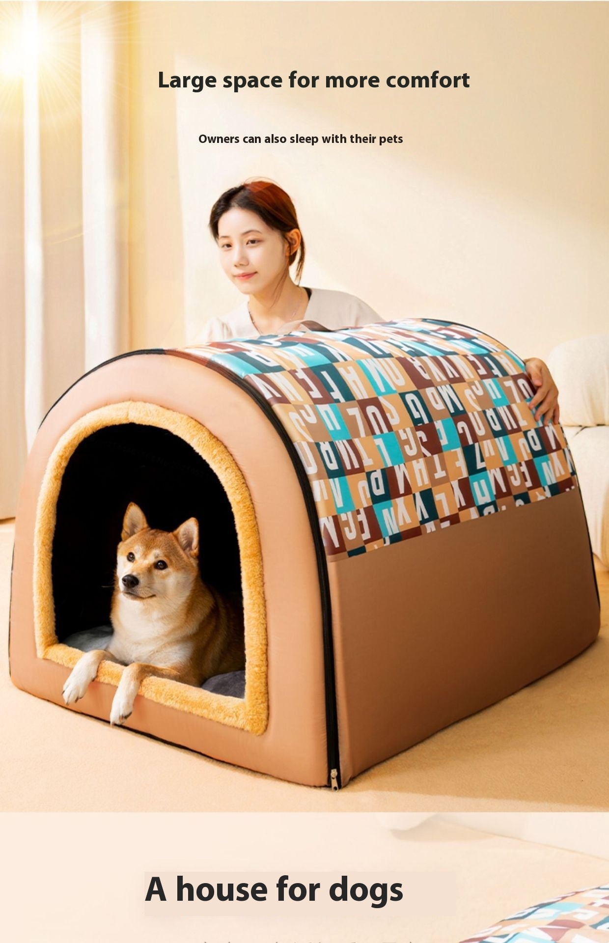 KFX-8939197 Four Seasons Universal Removable and Washable Dog Kennel – Available in Fashion Brown, Nordic Gray, and Gentleman Plaid Blue