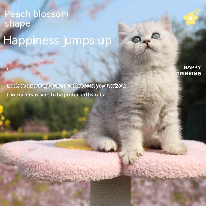 KFX-8941117 Peach Blossom Cat Climbing Frame with Integrated Nest and Sisal Scratch Board