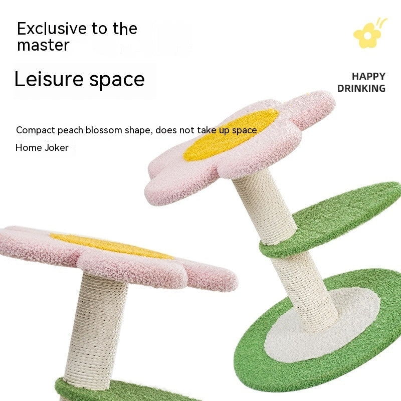 KFX-8941117 Peach Blossom Cat Climbing Frame with Integrated Nest and Sisal Scratch Board