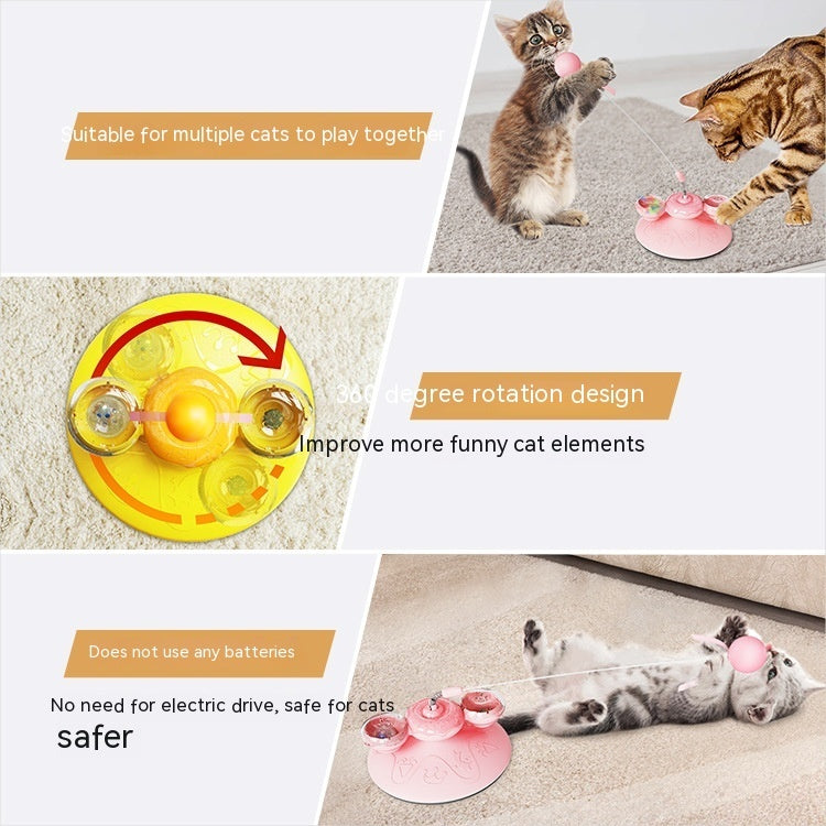 KFX-8941757 Donut Cat Teaser Toy for Fun and Boredom Relief - Plastic in Yellow and Pink