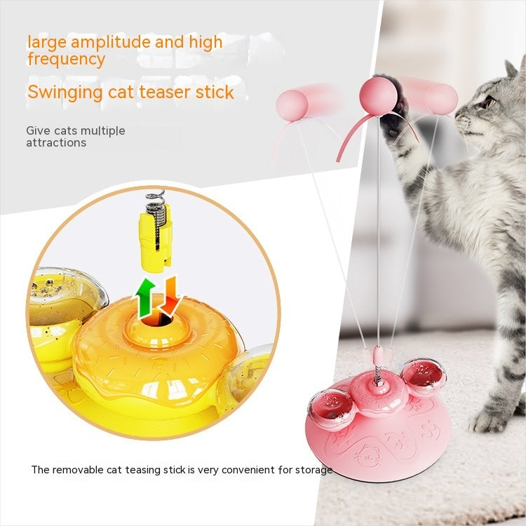 KFX-8941757 Donut Cat Teaser Toy for Fun and Boredom Relief - Plastic in Yellow and Pink