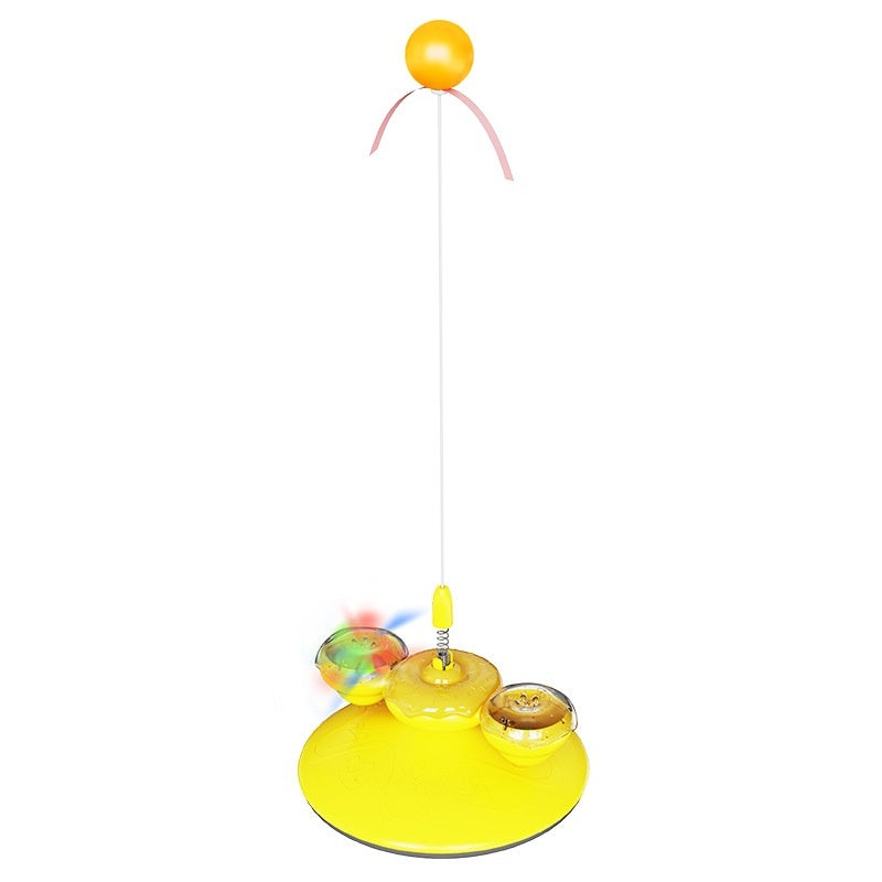 KFX-8941757 Donut Cat Teaser Toy for Fun and Boredom Relief - Plastic in Yellow and Pink