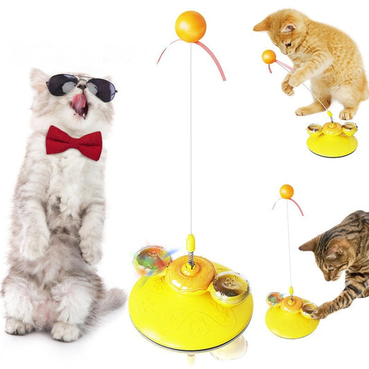 KFX-8941757 Donut Cat Teaser Toy for Fun and Boredom Relief - Plastic in Yellow and Pink