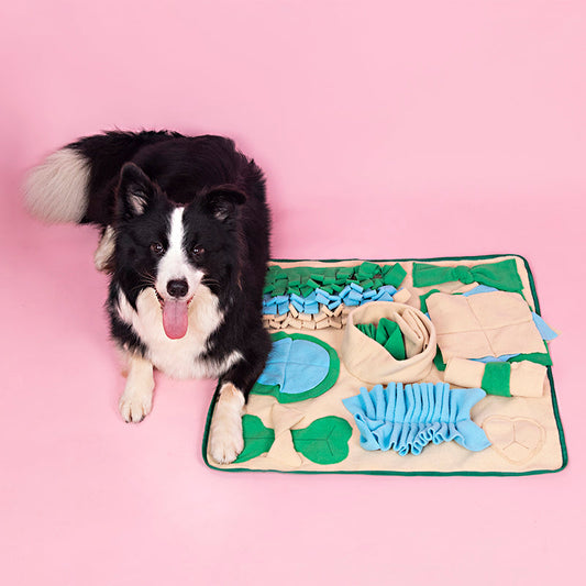 KFX-8942397 Interactive Snuffle Mat for Dogs - Nosework Feeding Blanket for Foraging and Enrichment| 60x60cm Polar Fleece