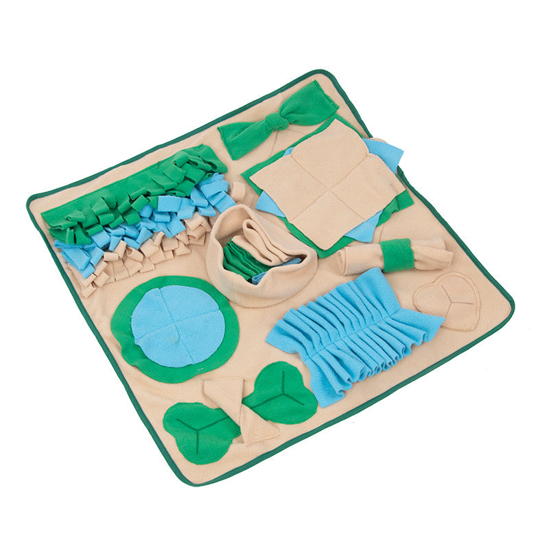 KFX-8942397 Interactive Snuffle Mat for Dogs - Nosework Feeding Blanket for Foraging and Enrichment| 60x60cm Polar Fleece