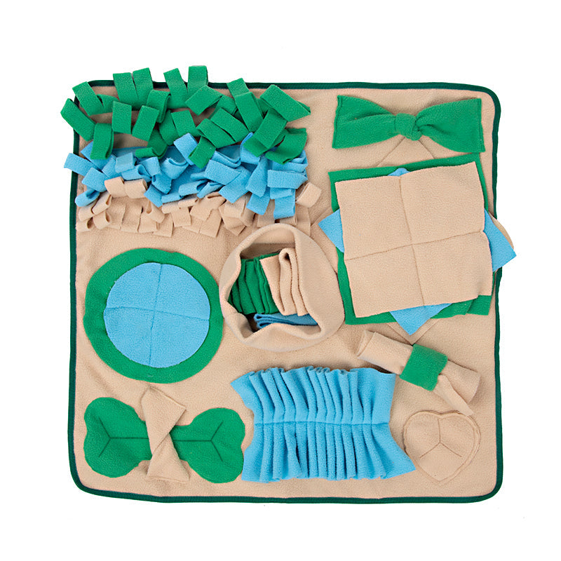 KFX-8942397 Interactive Snuffle Mat for Dogs - Nosework Feeding Blanket for Foraging and Enrichment| 60x60cm Polar Fleece