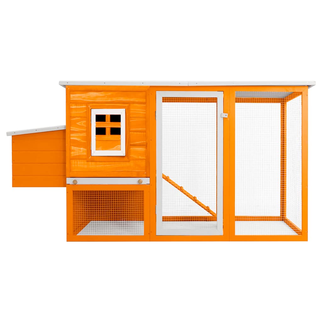 KFX-8942525 Wooden Chicken Coop with Nesting Box and Waterproof Roof, 192 x 75 x 103 cm