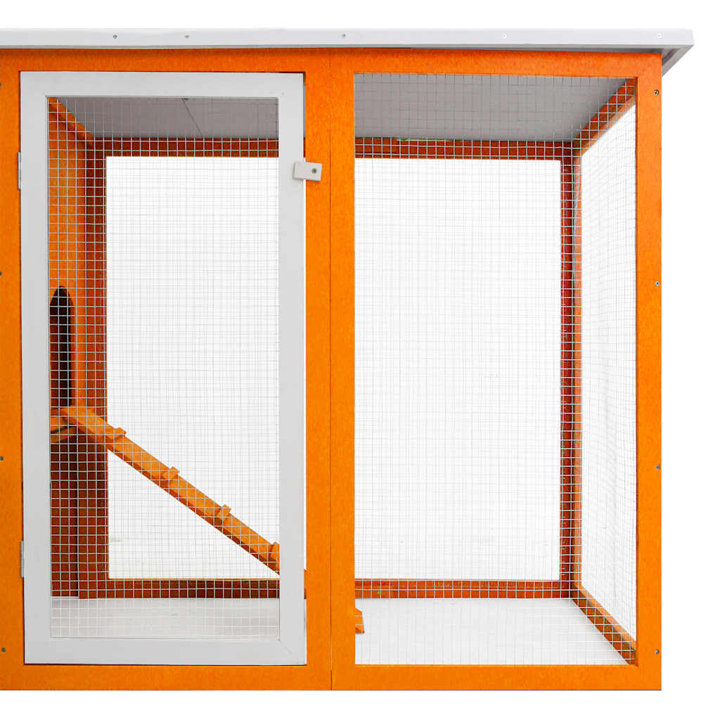 KFX-8942525 Wooden Chicken Coop with Nesting Box and Waterproof Roof, 192 x 75 x 103 cm