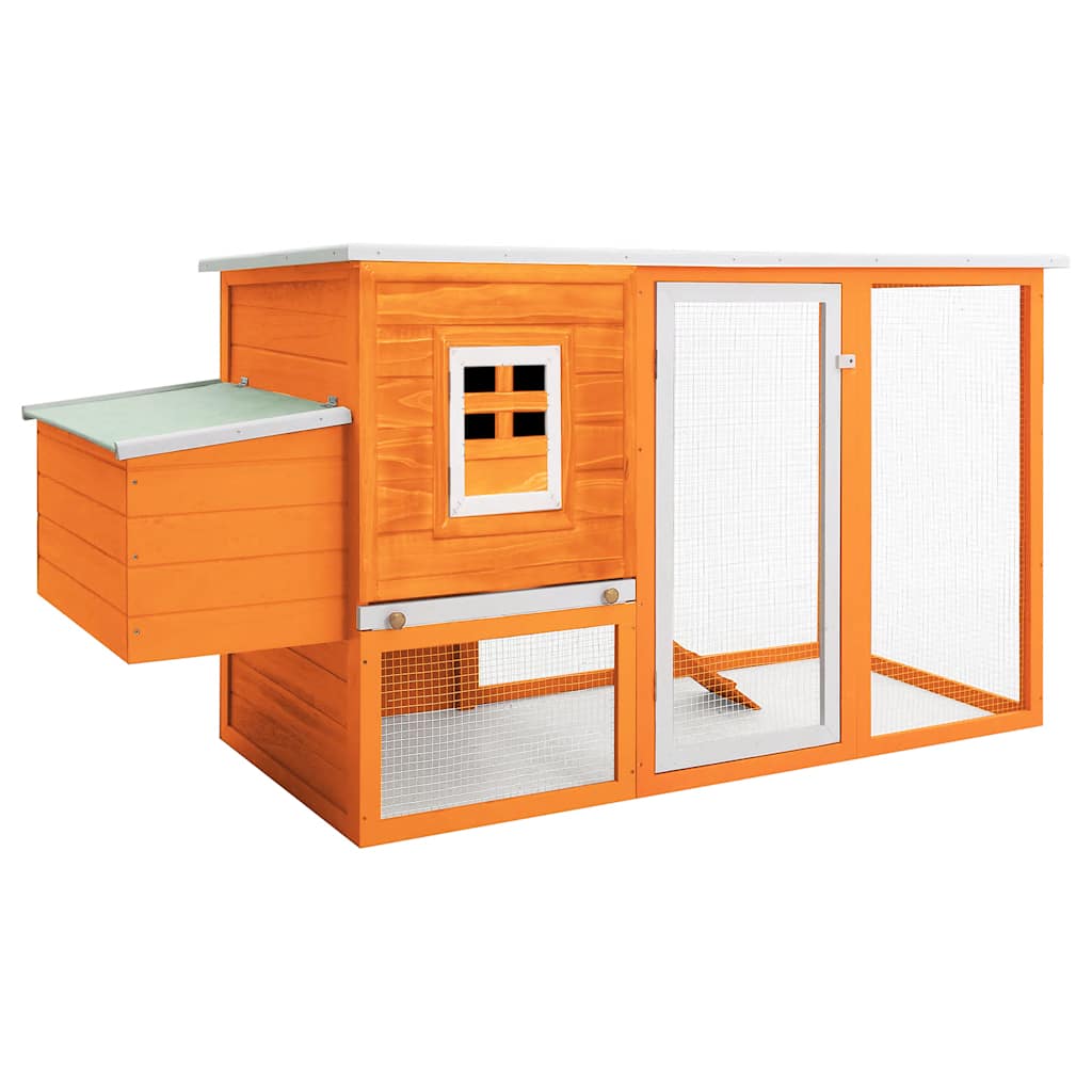 KFX-8942525 Wooden Chicken Coop with Nesting Box and Waterproof Roof, 192 x 75 x 103 cm