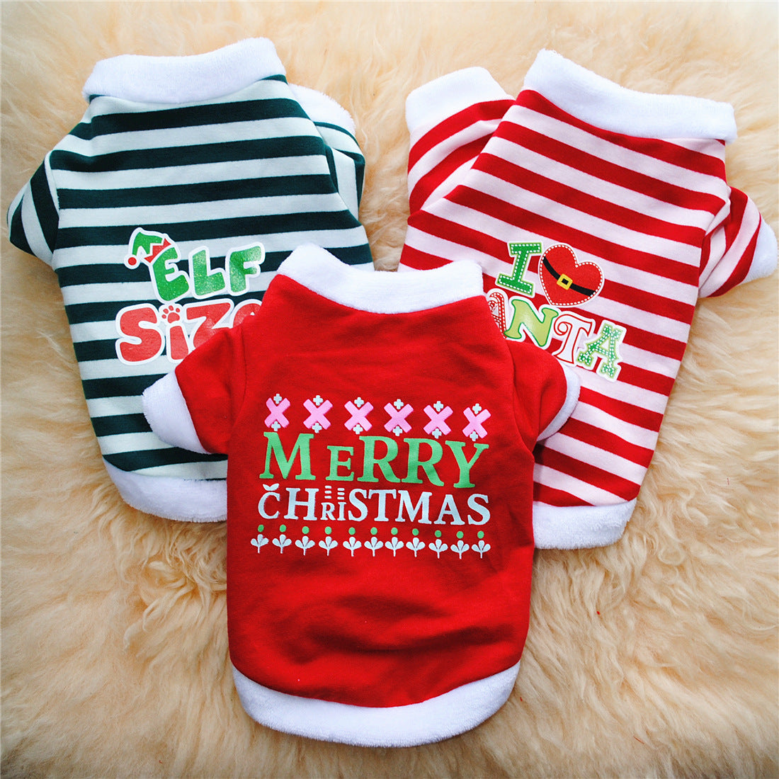 KFX-8945981 Christmas Dog Holiday Dress with Hairy Border in Cotton Terry Fabric