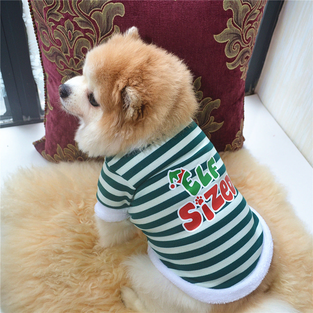 KFX-8945981 Christmas Dog Holiday Dress with Hairy Border in Cotton Terry Fabric