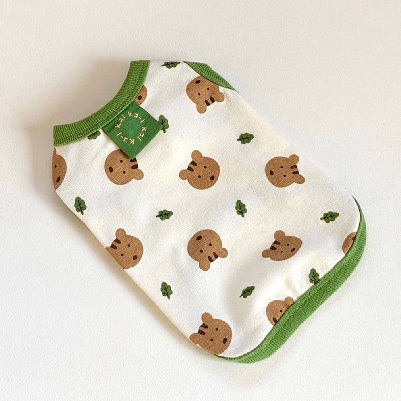 KFX-8946493 Full Printed Collar Vest for Small to Medium Dogs - Milk Silk Pet Clothes in Yellow and Green