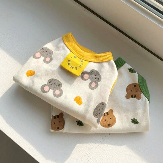 KFX-8946493 Full Printed Collar Vest for Small to Medium Dogs - Milk Silk Pet Clothes in Yellow and Green