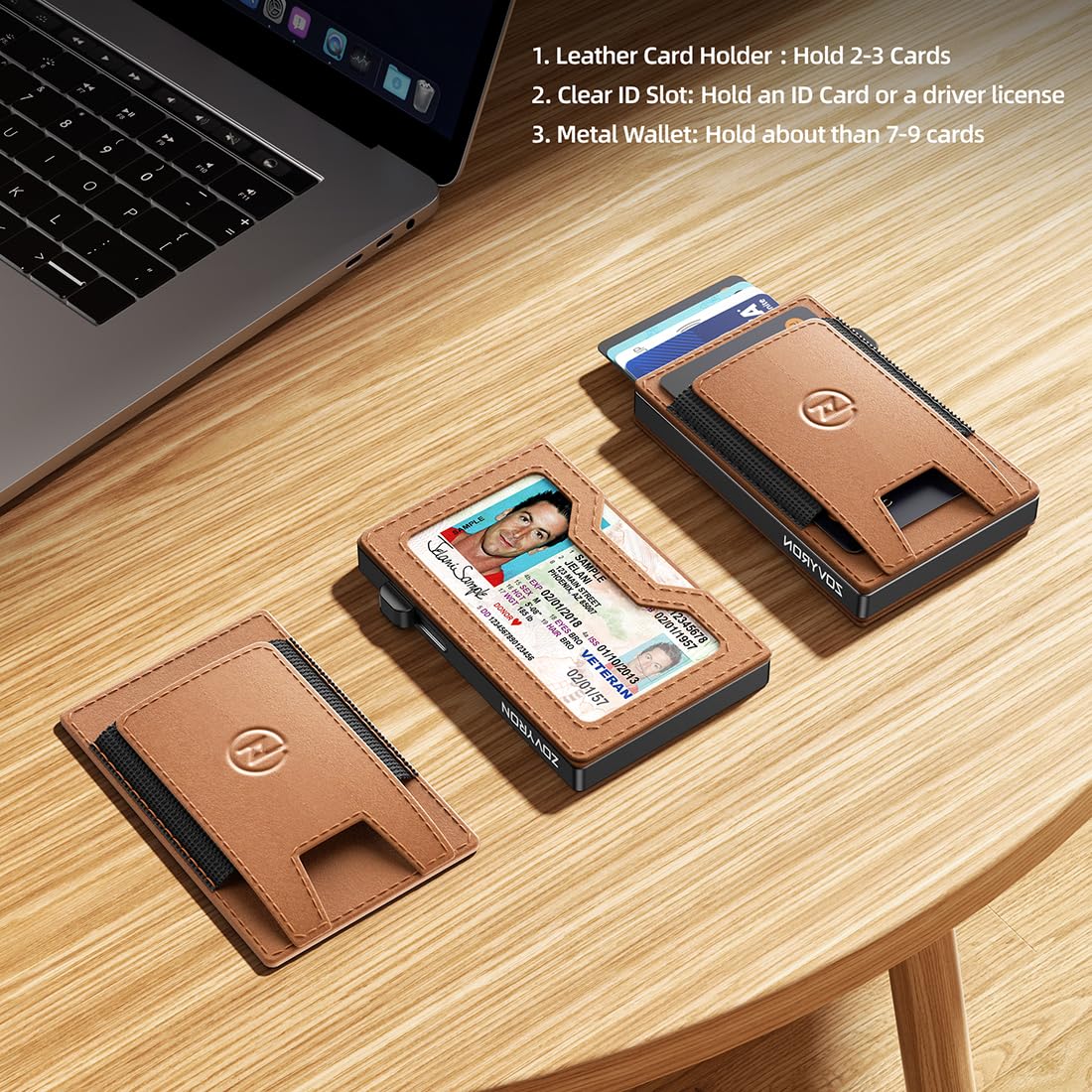 KFX-8946749 2 In 1 Smart Leather Wallet for Men with RFID Blocking, Detachable Magnetic Card Holder and Easy Access Mechanism