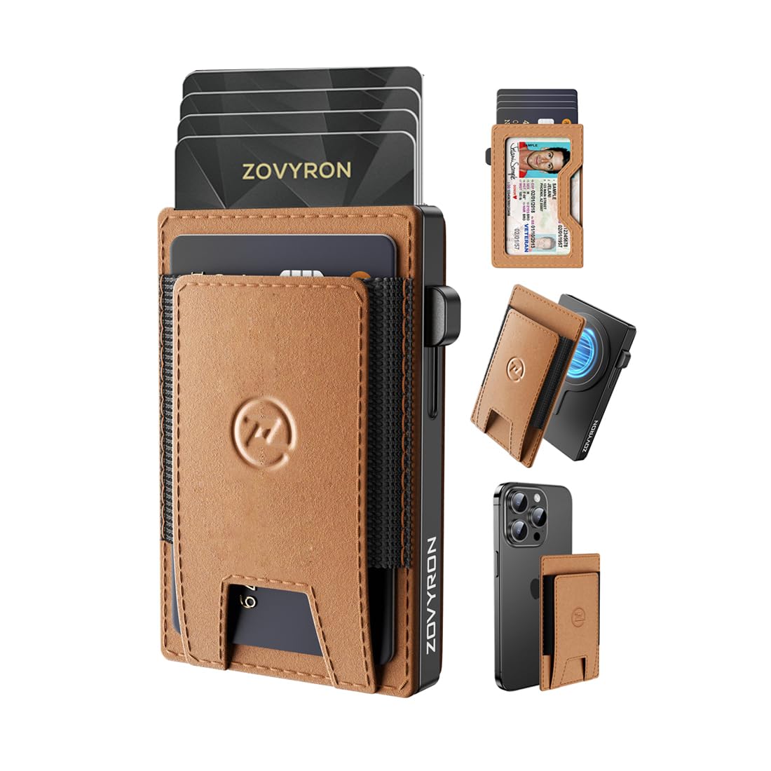 KFX-8946749 2 In 1 Smart Leather Wallet for Men with RFID Blocking, Detachable Magnetic Card Holder and Easy Access Mechanism