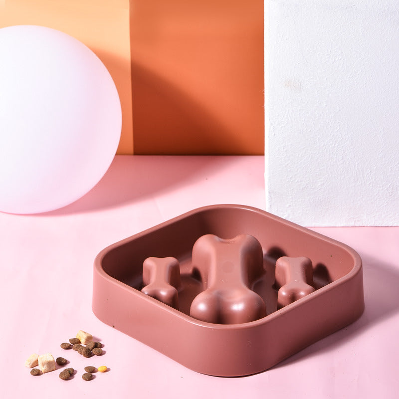 KFX-8946877 Slow Feed Pet Bowl for Puppies - Anti-Choking Design, Bone Shape, 20x4.5 cm