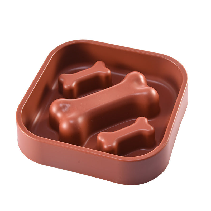 KFX-8946877 Slow Feed Pet Bowl for Puppies - Anti-Choking Design, Bone Shape, 20x4.5 cm