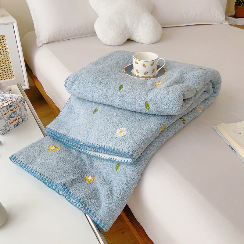 KFX-8947517 Multifunctional Lambswool Shawl Blanket in Solid Colors and Floral Patterns