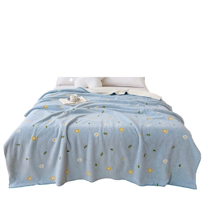 KFX-8947517 Multifunctional Lambswool Shawl Blanket in Solid Colors and Floral Patterns