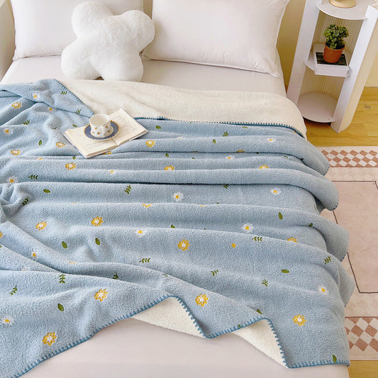 KFX-8947517 Multifunctional Lambswool Shawl Blanket in Solid Colors and Floral Patterns