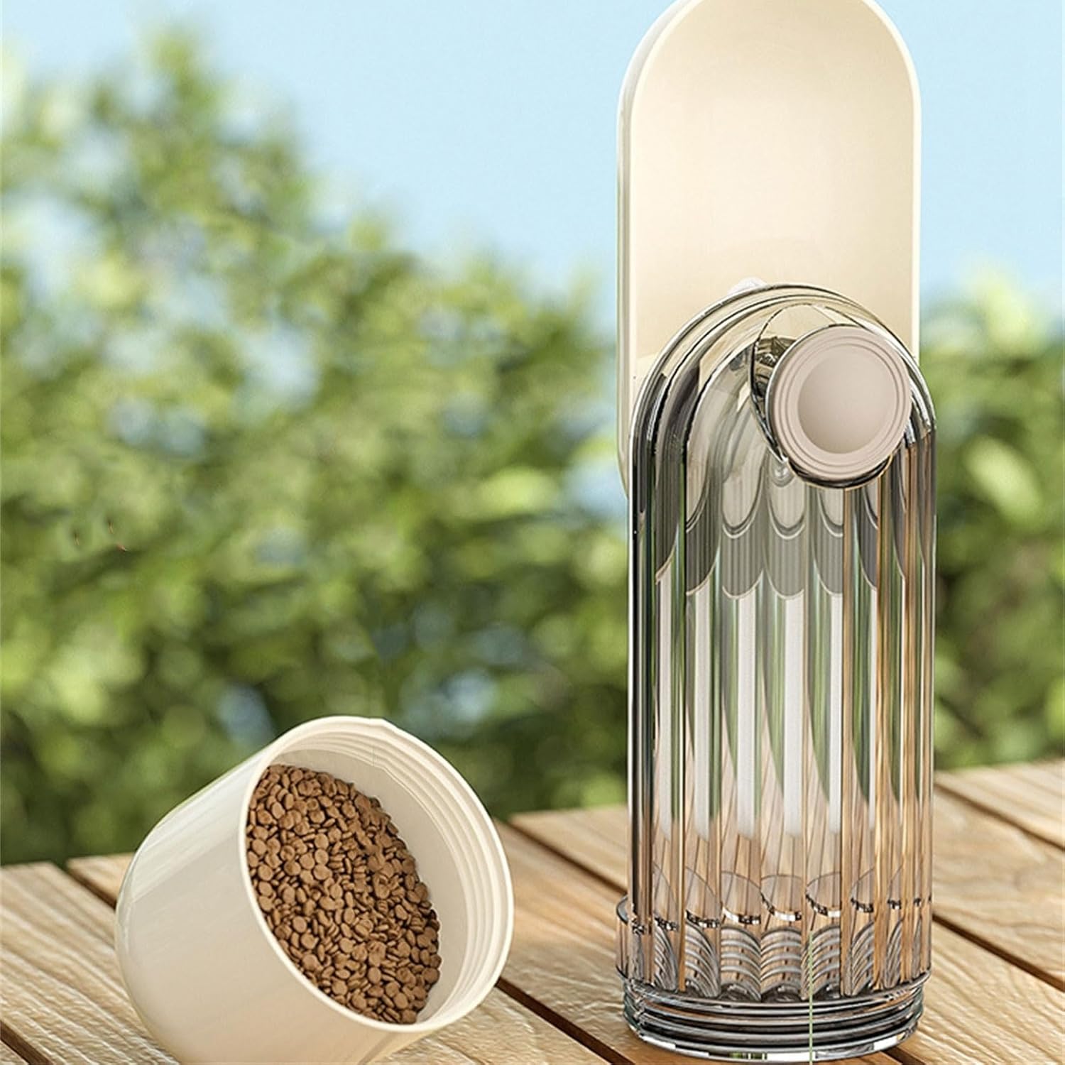 KFX-8948157 Leak-Proof Dog Water Bottle with Food Dispenser for Outdoor Activities